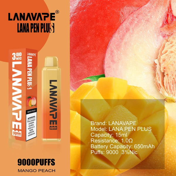 LANA PEN PLUS 9000 PUFFS VAPE - MANGO PEACH 3