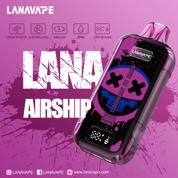 LANA AIRSHIP 10000 PUFFS VAPE - STRAWBERRY ICE CREAM 3