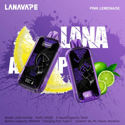 LANA AIRSHIP 10000 Puffs - พิงค์เลมอนเนด