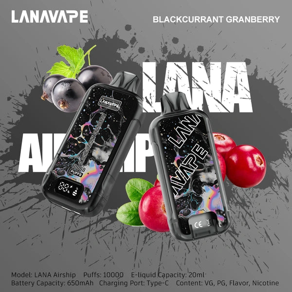 LANA AIRSHIP 10000 PUFFS VAPE - BLACKCURRANT GRANBERRY 2