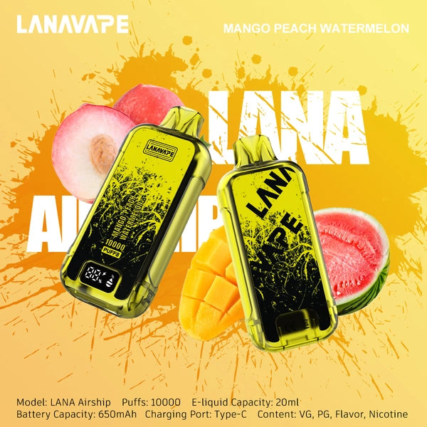 LANA AIRSHIP 10000 PUFFS VAPE - MANGO PEACH WATERMELON 2