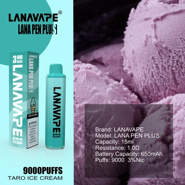 LANA PEN PLUS 9000 PUFFS VAPE - TARO ICE CREAM 3