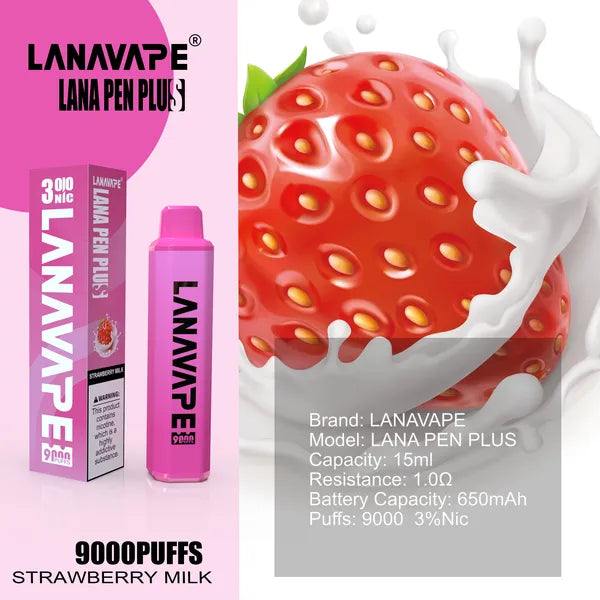 LANA PEN PLUS 9000 PUFFS VAPE - STRAWBERRY MILK 2