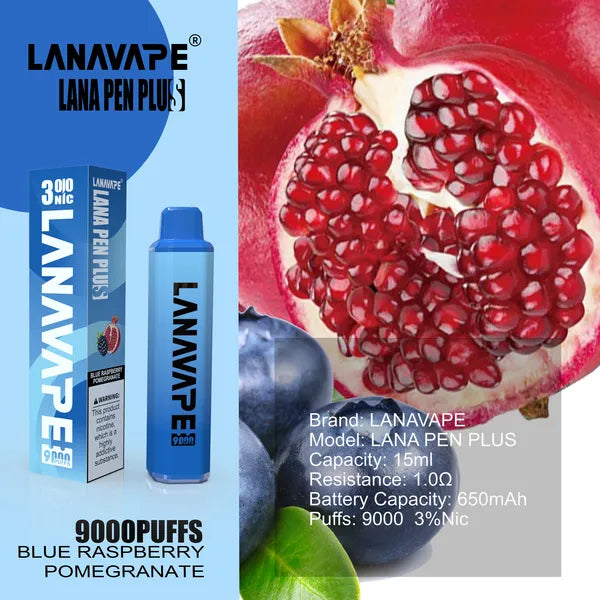 LANA PEN PLUS 9000 PUFFS VAPE - BLUE RASPBERRY POMEGRANATE 3