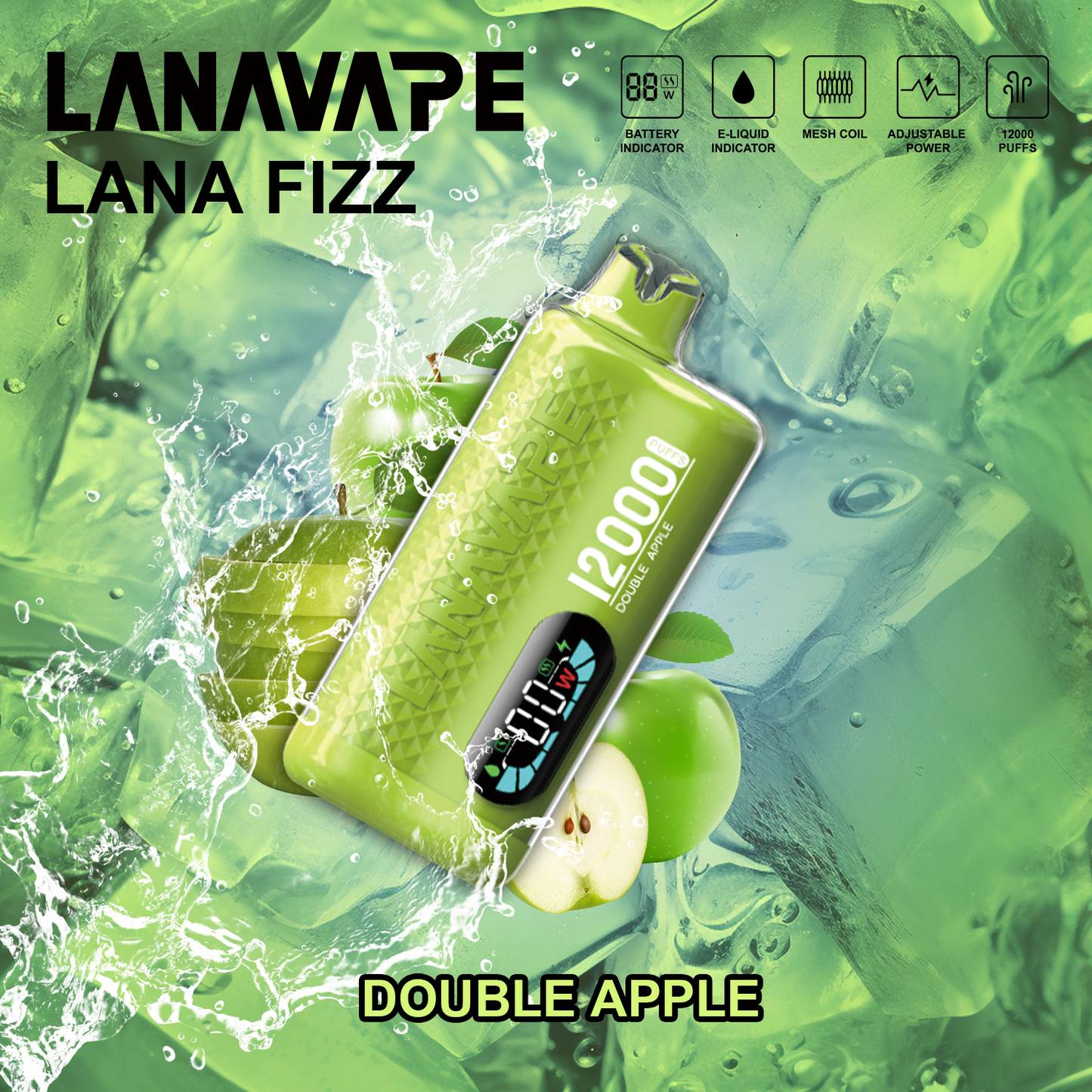 LANA FIZZ 12000 PUFFS - DOUBLE APPLE