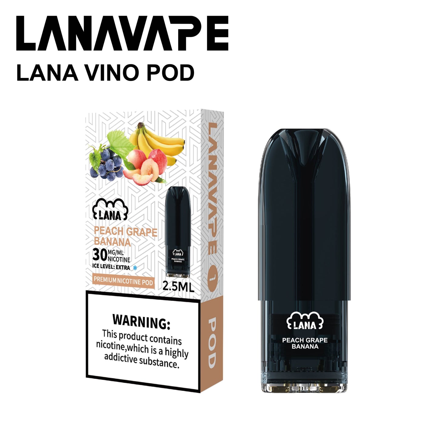 LANA VINO POD (SINGLE PACK) - PEACH GRAPE BANANA 2